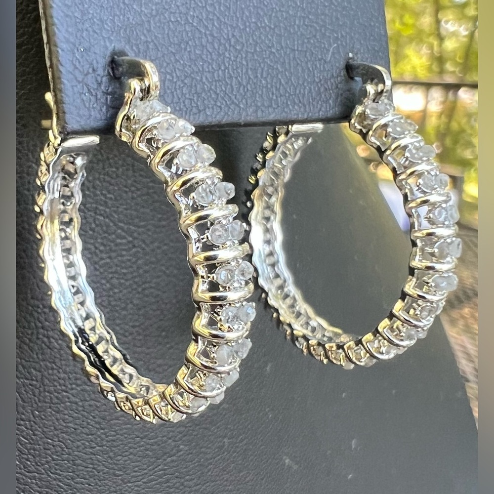 1/2 CTTW Diamond Double Row Earrings - Picture 2 of 3